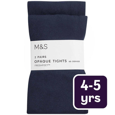 M&S Girls 60 Denier School Tights, 4-5 Years, Navy