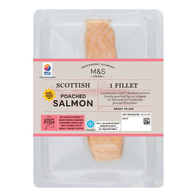 M&S Scottish Poached salmon fillet 80g, imported from the UK