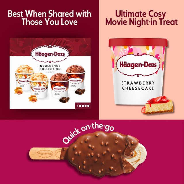 Häagen-Dazs Mini Becher Eis gesalzenes Karamell Belgische Schokolade 4x95ml, UK-Version