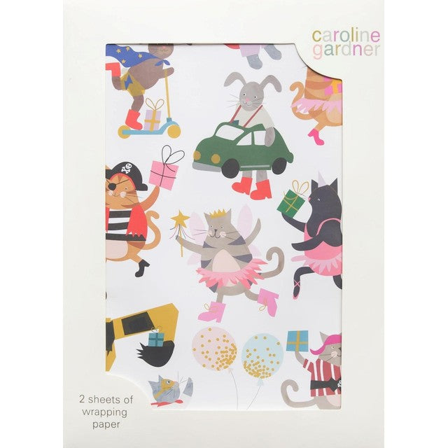 Caroline Gardner Animal Dressing Up gift wrapping paper 2 sheets - British product