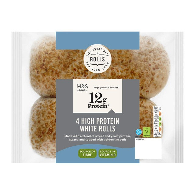M&S High Protein White Rolls 5 pack, imported from the UK