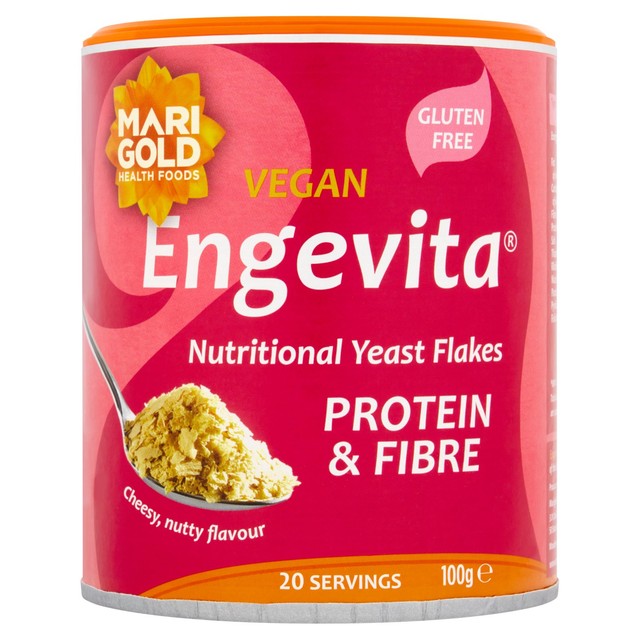 Marigold Engevita Yeast Flakes Pink 100g, imported from the UK