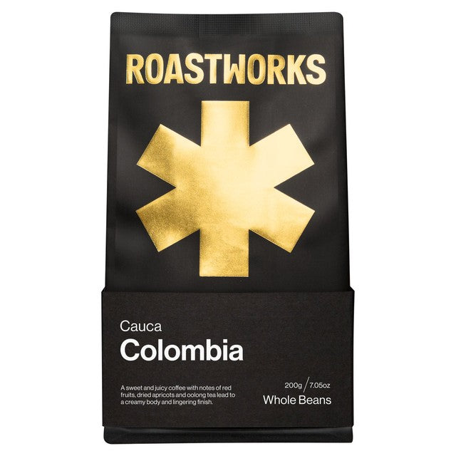 Roastworks Colombia whole bean coffee 200g, imported from the UK