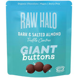 M&S Raw Halo Dark & Salted Almond Vegan Giant Chocolate Buttons 90g- Buy online at McGrocer