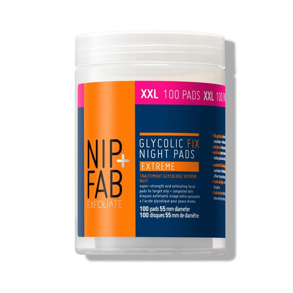 NIP+FAB Glycolic Fix Exfoliating Night Pads Extreme Supersize Facial Skincare 100 Pads