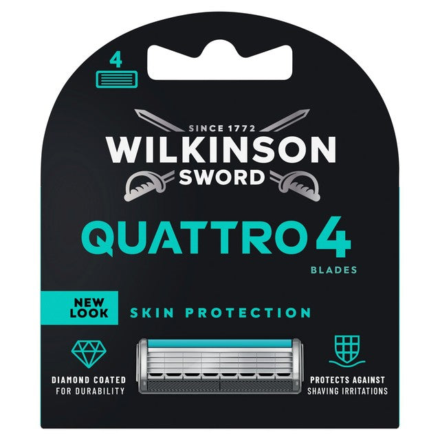 Wilkinson Sword Quattro razor blades 4 pack, UK version