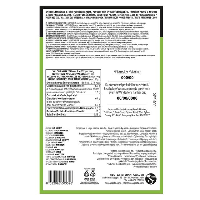 Filotea spinach fettuccine fresh pasta 250g - British product