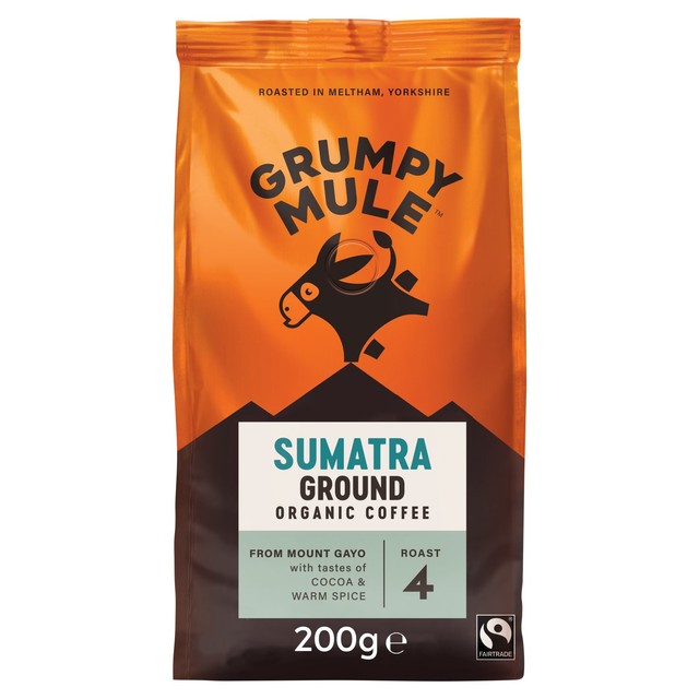 Grumpy Mule Sumatra Ground Coffee 200g, UK version
