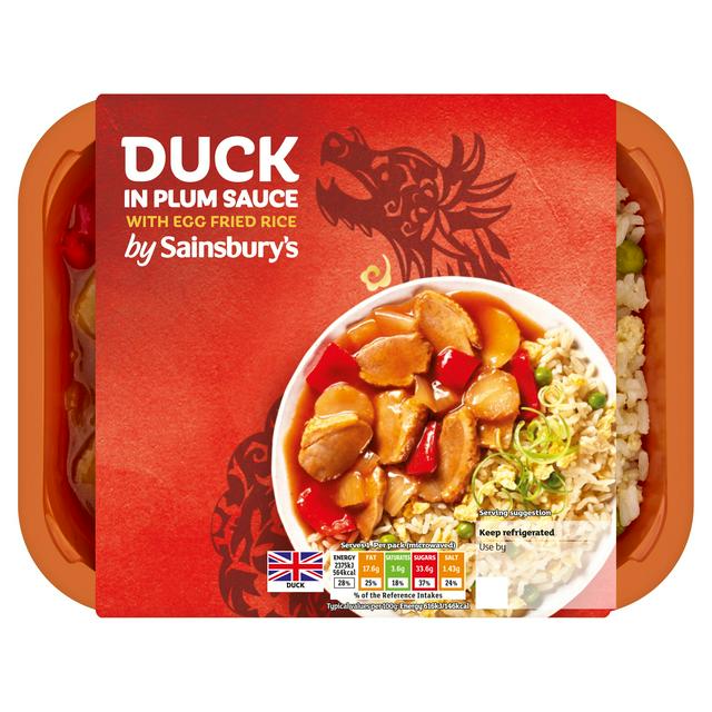 Sainsburys Chinese Duck In Plum Sauce with Egg Fried Rice Ready Meal For 1 400g