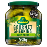 Kuhne gourmet gherkins with herbs 530g, UK version