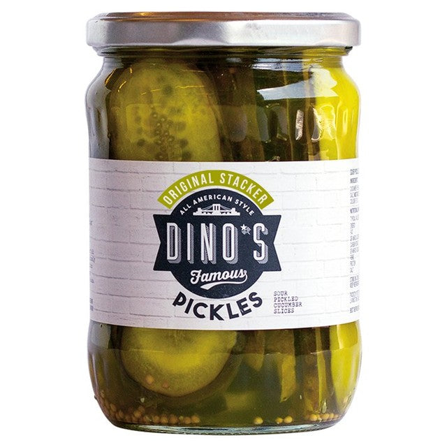 Dino's original stacker pickles sour pickled cucumber slices 530g - British product