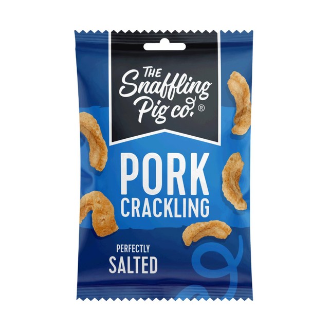 Snaffling Pig perfectly salted pork crackling 40g packets (British brand)