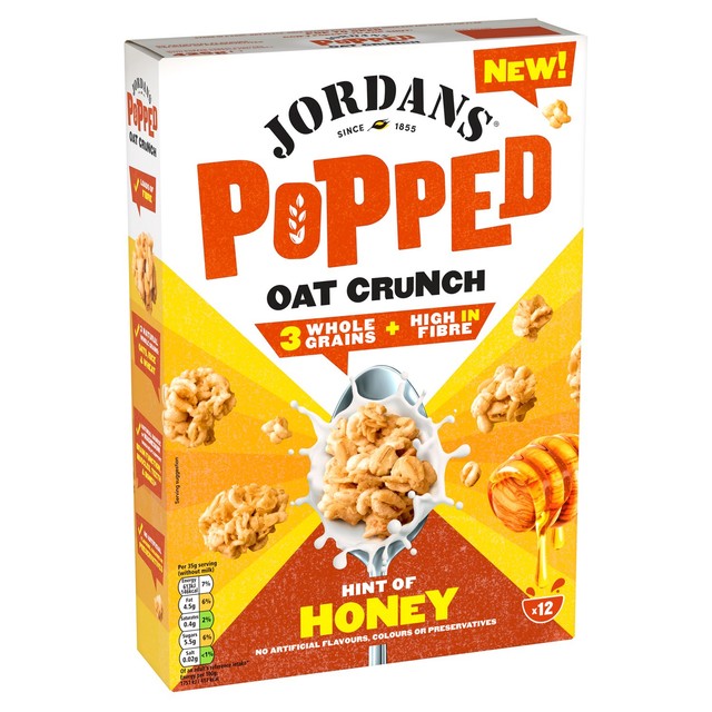 Jordans hint of honey popped oat crunch breakfast cereal 425g, UK version