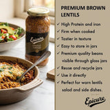 Epicure Brown Lentils in Water 540g - British product