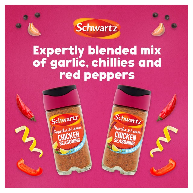 Schwartz Paprika and Lemon Chicken Seasoning Reduced Salt 43g jar (British brand)