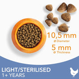 Iams light in fat dry cat food chicken 3kg, UK version
