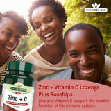 Natures Aid Zinc C peppermint supplement lozenges, imported from the UK