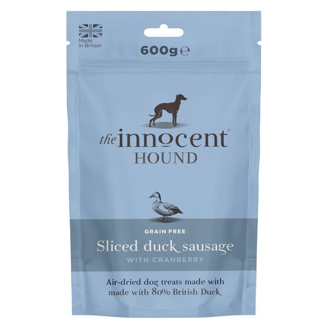 The Innocent Hound sliced duck sausage with cranberry dog treats 600g (British brand)