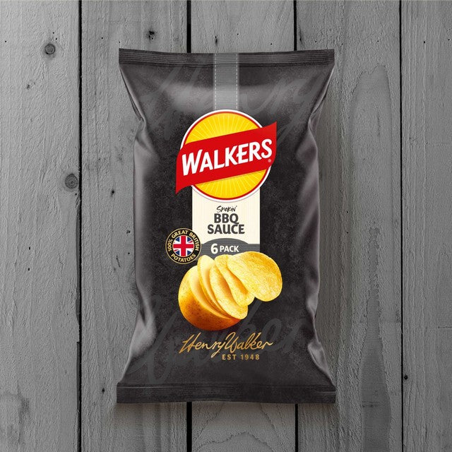 Walkers BBQ Sauce flavour crisps 6-pack (British brand)