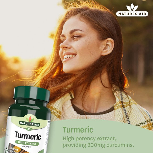 Natures Aid Turmeric Capsules 30 count, imported from the UK
