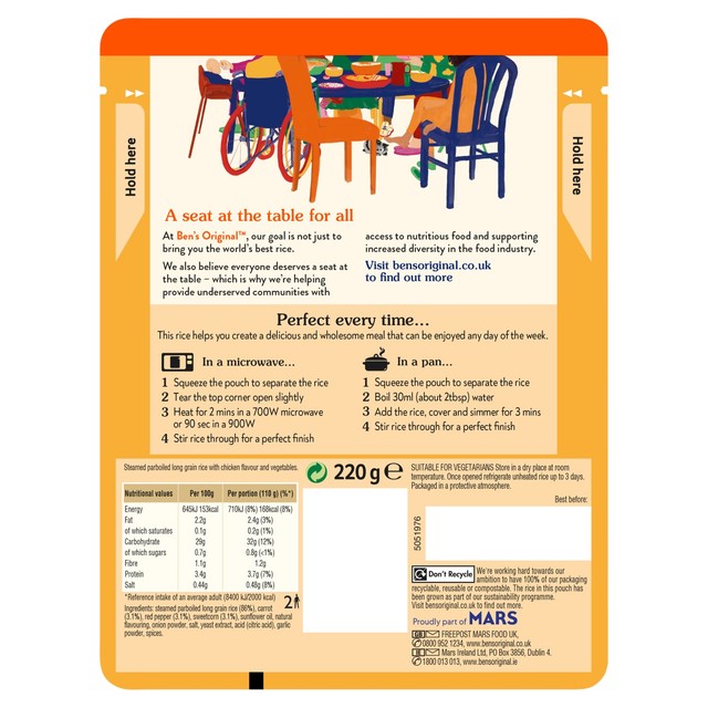 Ben's Original savoury chicken microwave rice 220g - British product