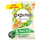 Popchips Sour Cream & Onion crisps 5-pack, imported from the UK