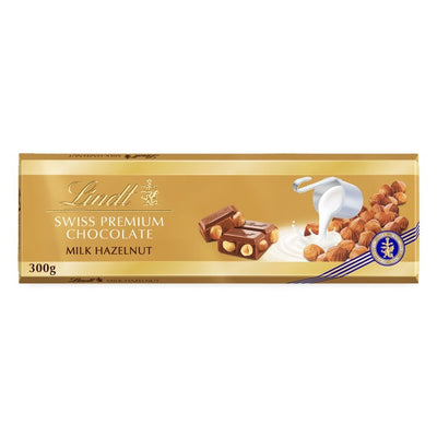 M&S Lindt Gold Swiss Premium Milk Chocolate Hazelnut Bar 300g- Buy online at McGrocer