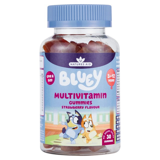 Natures Aid Bluey Multivitamin Support Gummies strawberry flavour 30 gummies, imported from the UK
