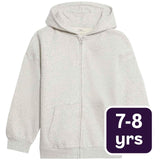 M&S Girls Cotton Rich Zip Hoodie, Grey Marl, 7-8 Years