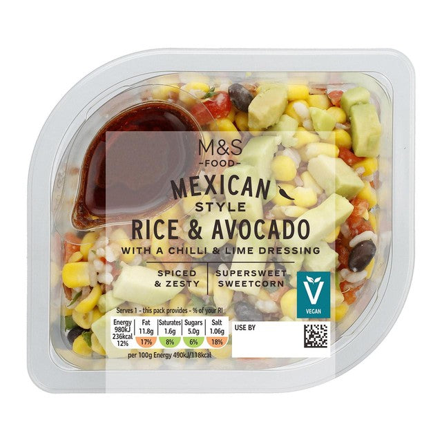 M&S Mexican rice and avocado salad 200g, imported from the UK