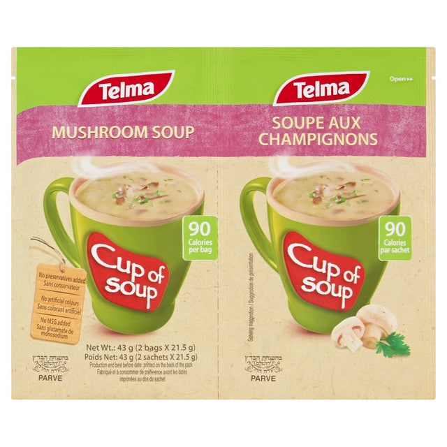 Telma mushroom cup soup 2 x 21g (British brand)