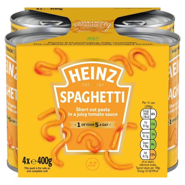 Heinz Spaghetti in Tomato Sauce 400g Canned Tin, UK version