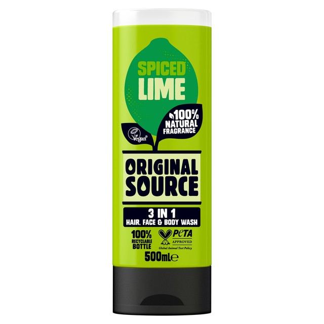 Original Source Spiced Lime shower gel 500ml, imported from the UK