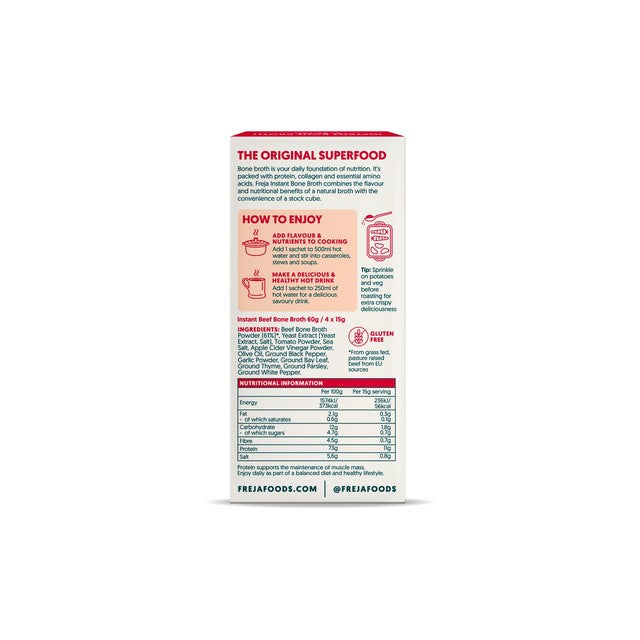 Freja Classic Beef Instant Bone Broth 4 x 15g - British product