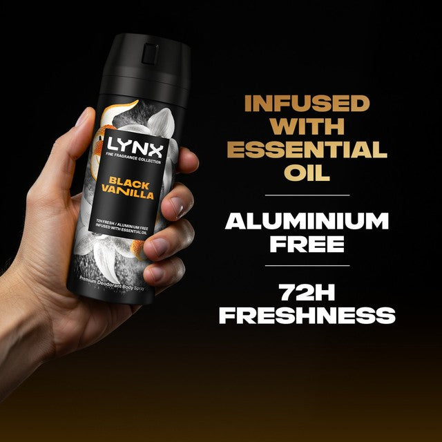 Lynx Black Vanilla Deodorant Body Spray 150ml, UK version