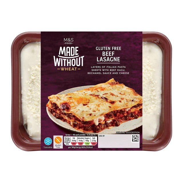M&S gluten-free beef lasagne ready meal 400g, imported from the UK