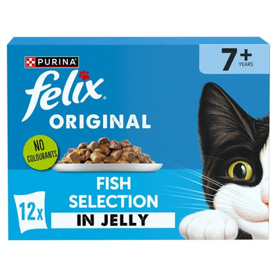 M&S Felix Original Senior 7+ Fish Selection in Jelly Wet Cat Food 12 x 85g- Buy online at McGrocer
