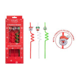 Christmas Time curly straws pack of 3 26cm - British product