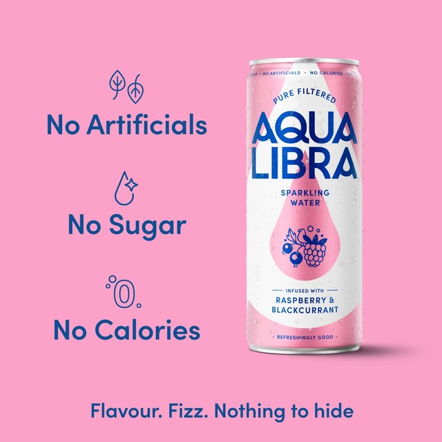 Aqua Libra raspberry blackcurrant water 4x330ml - British product