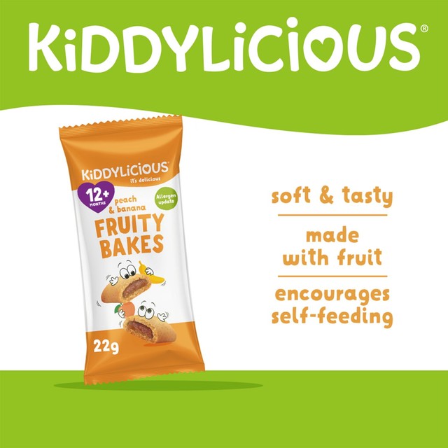 Kiddylicious peach and banana fruity bakes baby snacks 6 x 22g, UK version