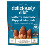 Deliciosas almendras bañadas en chocolate salado de Ella, snack vegano de 75 g