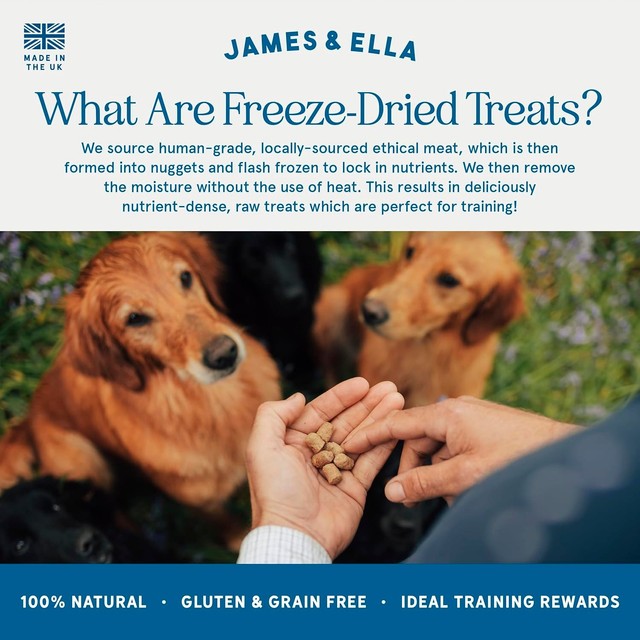 James & Ella freeze dried country game dog treats 40g, UK version