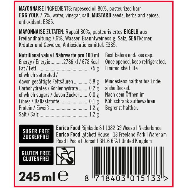 Jean Bâton mayonnaise Belgian recipe, imported from the UK