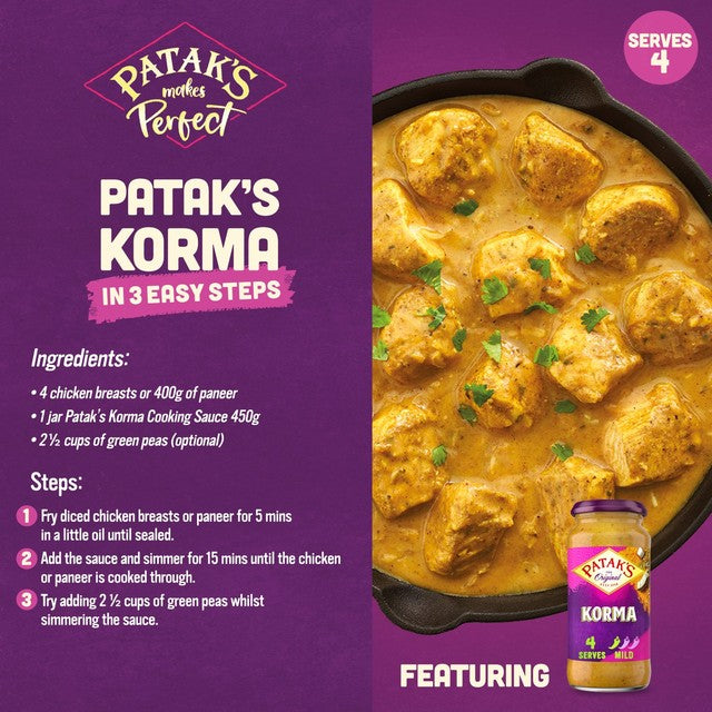 Patak's Korma Curry Sauce 450g, imported from the UK