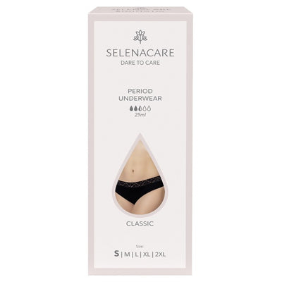 Selenacare Menstruasjonsundertøy Klassisk Svart Gjenbrukbare Trusseinnlegg Størrelse S