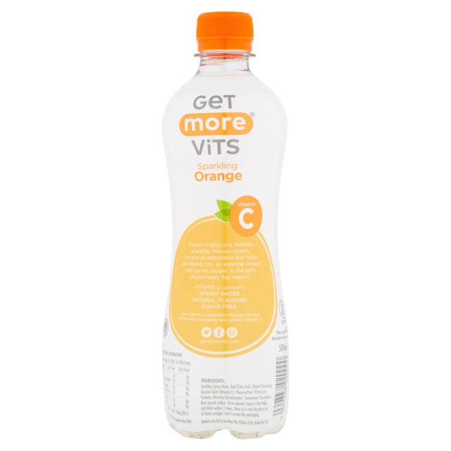 Get More Vits Orange Sparkling Vitamin C Water 500ml - British product