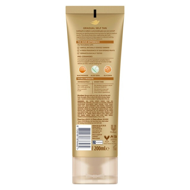 Dove fair-medium gradual tanning lotion 200ml - British product