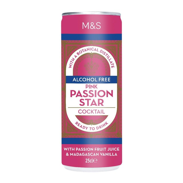 M&S Pink Passion Star canned cocktail 250ml, imported from the UK