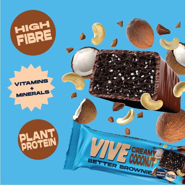 Vive vegan chocolate brownie coconut cashew 40g (British brand)