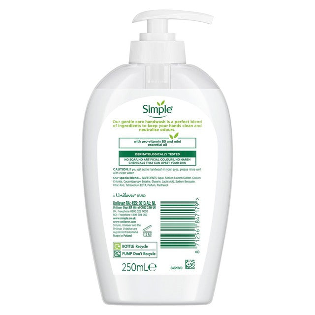 Simple Gentle Care hand wash 250ml (British brand)